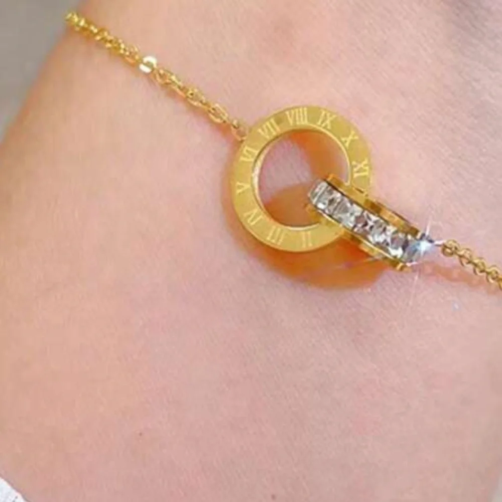 Elegant Stainless Steel Chic & Trendy,  Silver Bracelet with Roman Numeral Charm - Picture 3 of 3